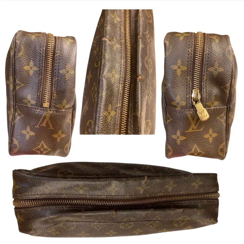 LOUIS VUITTON Monogram Trousse Toilette 28, Box, Dust, & Gift Bags, LV Card, EUC